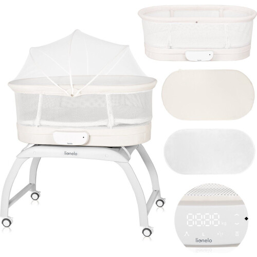 Lionelo Coral - Babybedje met Schommelfunctie en Weegschaal - 5 Schommelsnelheden - Wit Tweedehands