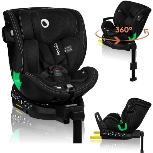Lionelo Harmony - i-Size Autostoel 4in1 - 360° Draaibaar - ISOFIX + Steunpoot - Achterwaarts tot 105 cm - Side Impact Guard - Bamboe hoes - Zwart