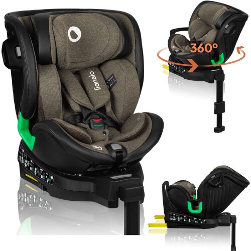 Lionelo Harmony - i-Size Autostoel 4in1 - 360° Draaibaar - ISOFIX + Steunpoot - RWF en FWF - 0 tot 36 kg - Bamboe hoes - Groen Olijf