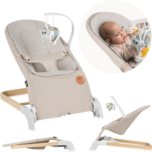 Lionelo Lilac - Wipstoel - 3 Verstelbare Rugstanden - Hypoallergene Bamboebekleding - Plat Opvouwbaar - Beige Tweedehands