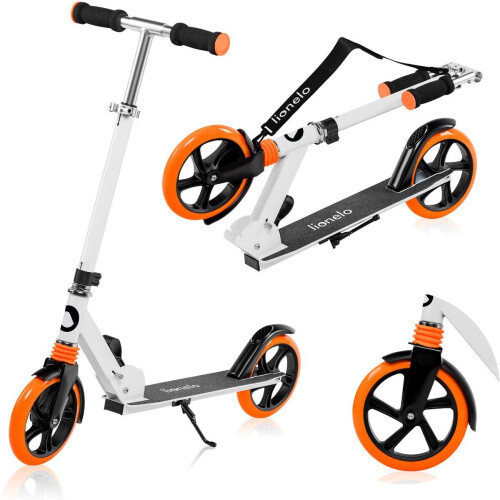 Lionelo Luca - Opvouwbare Scooter - Draagkracht tot 100 kg - 200 mm Wielen - ABEC-7 Lagers - Antislip Platform - Oranje/Wit