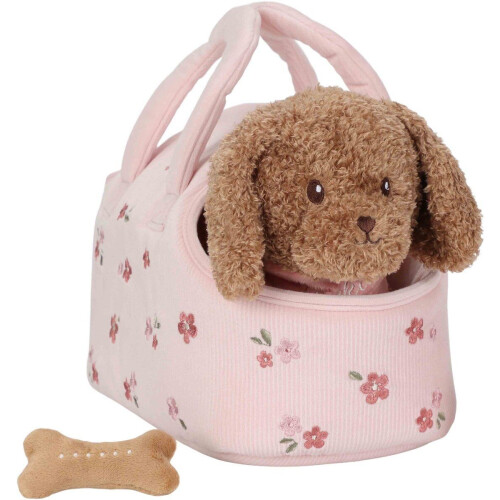 Little Dutch - Knuffelhond Jackie - Set met tasje botje sjaaltje - Roze bloemenprint Tweedehands
