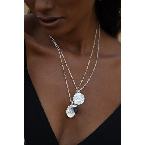 Loft and Daughter dames vegan Ketting Met Relikwie Munt Hanger Zilver