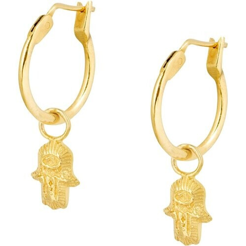 Loft and Daughter dames vegan Tiny Hamsa Hoops Goud Vermeil