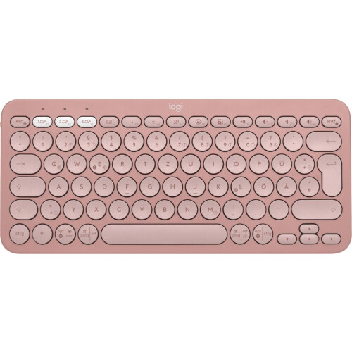 Logitech Pebble Keys 2 K380s - Mini Toetsenbord - Draadloos RF + Bluetooth - QWERTZ DE - Roze Tweedehands