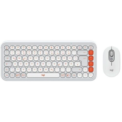 Logitech POP Icons Combo - Toetsenbord en Muis - Draadloos Bluetooth - Qwerty Engels int. - Wit/Oranje