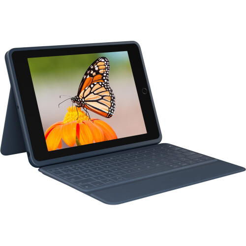 Logitech Rugged Combo 3 - Toetsenbordcase voor iPad (7e en 8e generatie) - Valbestendig tot 1,4 m - Blauw Tweedehands