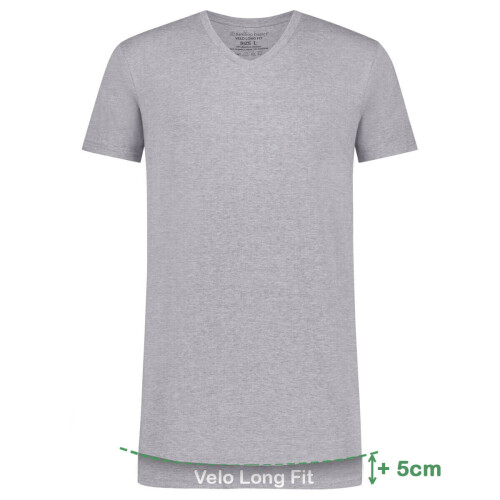 Long Fit T-Shirts Velo V-hals (2-pack) - Grey Melange M Tweedehands