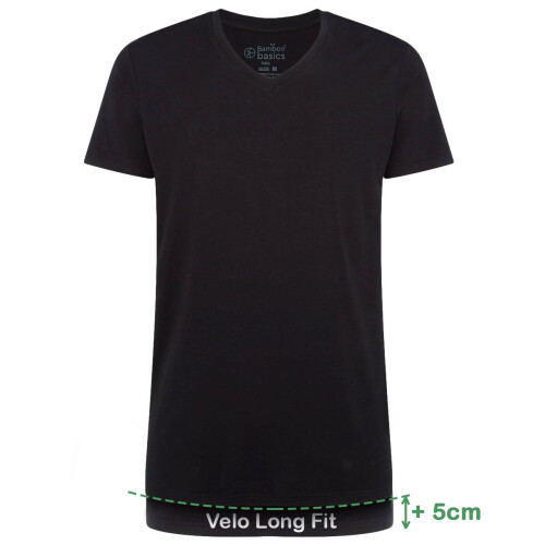Long Fit T-Shirts Velo V-hals (2-pack) - Zwart L Tweedehands