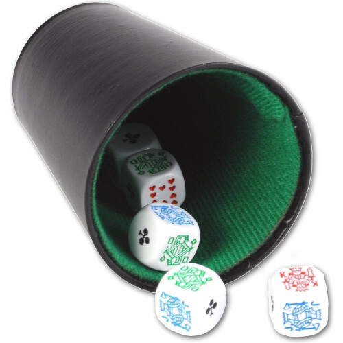Longfield 300610 - Pokerbeker met deksel - 5 pokerstenen - zwart Tweedehands