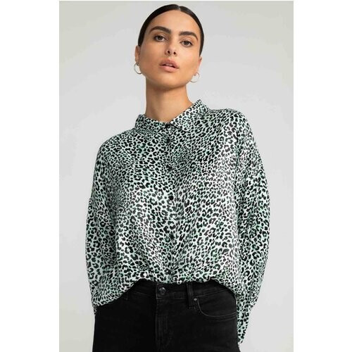 LOVJOI dames vegan Blouse Alaiya Sprinkled Leo Zwart-Wit Tweedehands