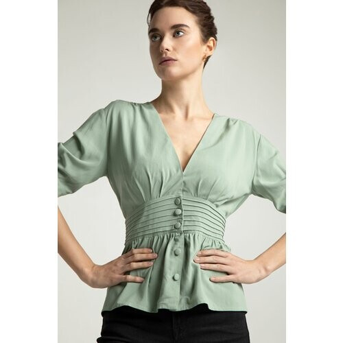 Lovjoi dames vegan Blouse Lillmor Groen Tweedehands