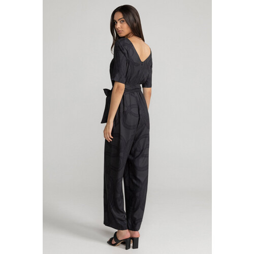 LOVJOI dames vegan Jumpsuit Staine Halfmouw Snake Pit Zwart Tweedehands