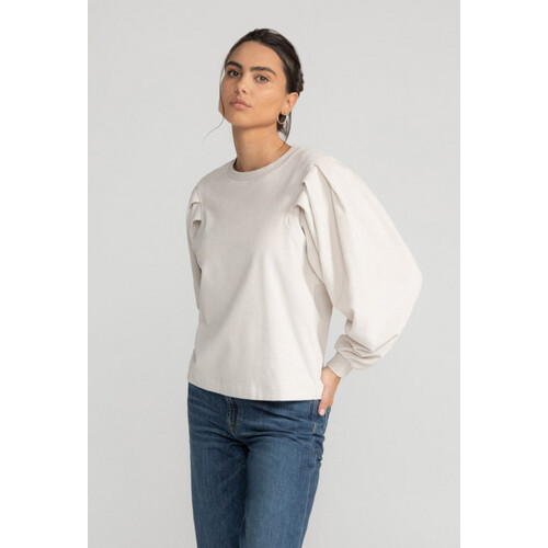 LOVJOI dames vegan Sweatshirt Malvine Misty Beige Tweedehands