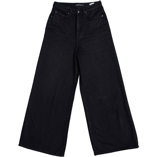 LOVJOI dames vegan Wijde Cropped Jeans Barleria Black Overdyed Tweedehands