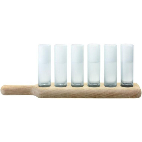 LSA Paddle Vodkaglazen - Houten Dienblad - 80ml - Set van 6 (6 stuks)