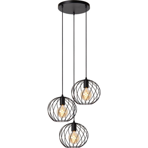 Lucide DANZA - Pendant lamp - Ø 50 cm - 3xE27 - Zwart