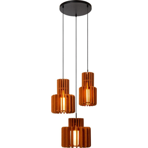 Lucide ROLLO - Hanglamp - 3xE27 - Dimbaar - Terracotta