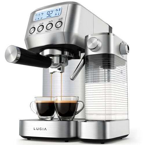 Lugia Pistonmachine - Koffiemachine 20 Bar - Automatische Melkopschuimer - LED-display Tweedehands