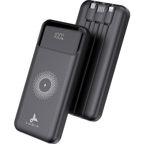 Lugia UP Powerbank - 20.000 mAh - Draadloos Opladen - Ingebouwde Kabels - Snellaadfunctie 22,5W - LED Display - Geschikt voor Apple iPhone Samsung - USB A USB C Lightning Tweedehands