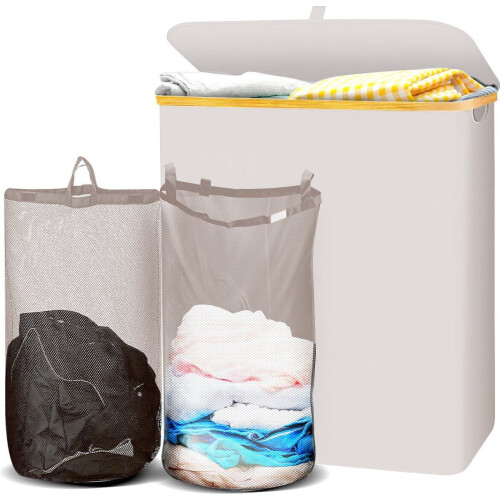 Lugia Wasmand - 141L - 2 Waszakken - Natuurlijk Bamboe - Beige (2 stuks) Tweedehands