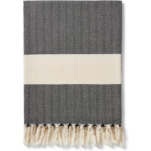 Luks unisex vegan Peshtemal Ferah Inkt Zwart 100 X 180 Cm