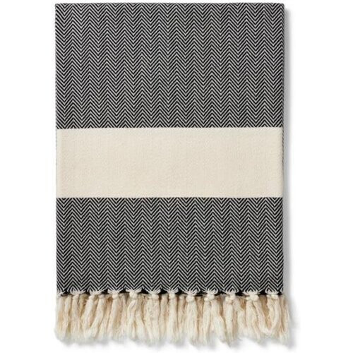 Luks unisex vegan Peshtemal Ferah Inkt Zwart 180 X 240 Cm Tweedehands