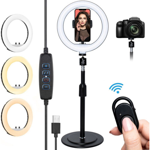 LURK® Ringlamp set 8 inch LED - Met statief | Smartphone houder&microfoon | Universeel&verstelbaar | Selfie Ringlight voor Telefoon | Ring Light | Geschikt voor Iphone&Samsung Tweedehands