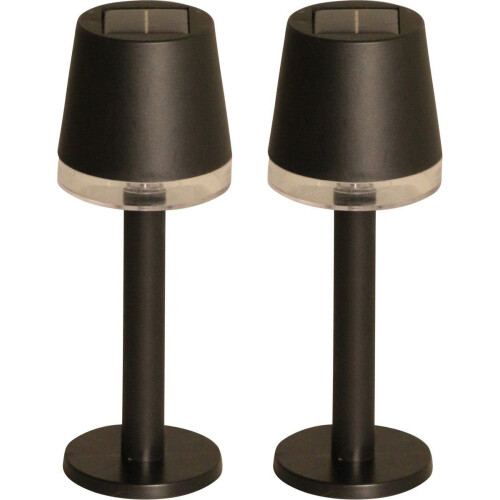 Luxform Cala d'Or - Solar Tafellamp - LED - Zonne-energie - 8x8x22 cm - Zwart (2 stuks) Tweedehands