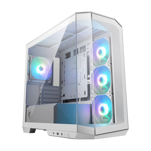 MAG PANO M100L PZ White micro-ATX pc-behuizing - micro-ATX-capaciteit, GPU-ondersteuningsstandaard, vulstandindicator, stoffilter, 33 mm kabelgeleidingsruimte, USB Type-C (20 Gbps Tweedehands