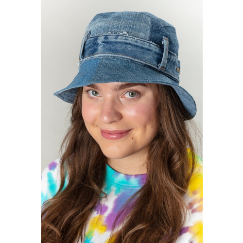 MAHLA dames vegan Bucket Hat Upcycled Denim Nova Lichtblauwe Denimmix Tweedehands