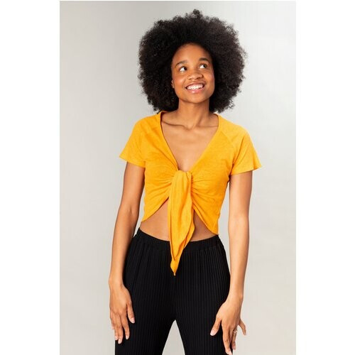 MAHLA dames vegan Knoop Top Evike Tangerine Oranje Tweedehands
