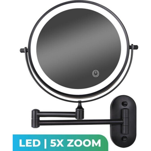 Make Up Spiegel met Led Verlichting - 5X Vergroting - Wandspiegel Rond - Scheerspiegel Wandmodel - Tweedehands