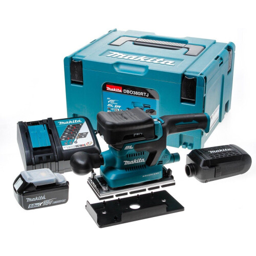 Makita DBO380RTJ - Accu Vlakschuurmachine 18V 5.0Ah - Stofafzuiging - Klembevestiging