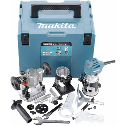 Makita RT0702CX2J - Boven- en kantenfrees - 710W 10000rpm - Blauw