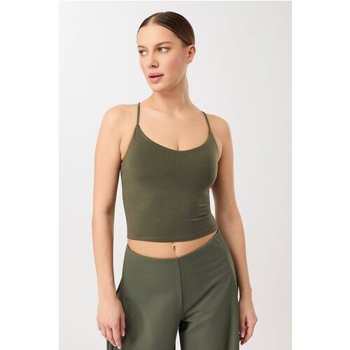 MANDALA dames vegan Croptop Pilates Bladgroen Tweedehands
