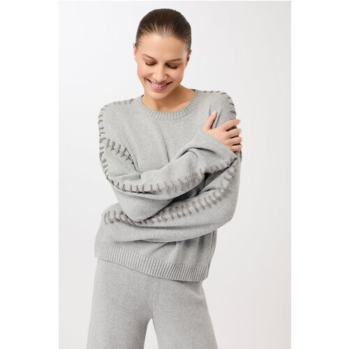 MANDALA dames vegan Gebreide Trui Mandala Loose Pullover Grijs Tweedehands