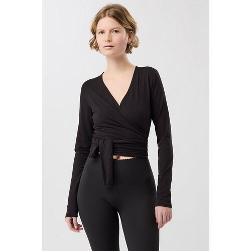 MANDALA dames vegan Jas Wrap Jacket Zwart Tweedehands