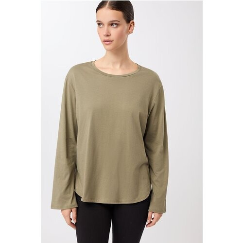 MANDALA dames vegan Longsleeve Halfmoon Kaki Tweedehands