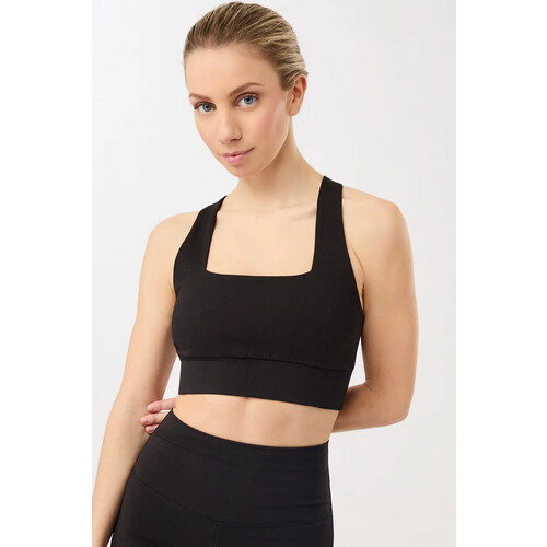 MANDALA dames vegan Sportbeha French Neck Zwart Tweedehands