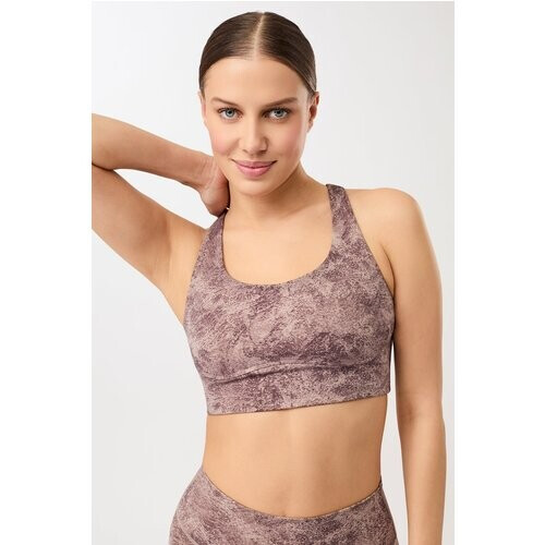 MANDALA dames vegan Sportbeha Monoprinted Earth Tweedehands