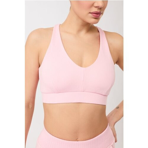 MANDALA dames vegan Sportbeha Rib Bra Zachtroze Tweedehands