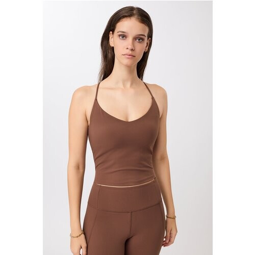 MANDALA dames vegan Sporttop Cropped Pilates Wilderness Bruin Tweedehands