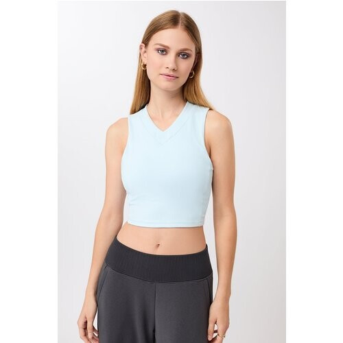 MANDALA dames vegan Sporttop Cropped V-Hals Lichtblauw Tweedehands