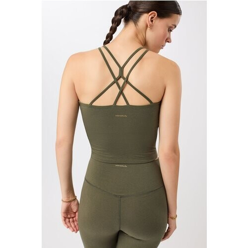 MANDALA dames vegan Sporttop Cross Leaf Groen Tweedehands