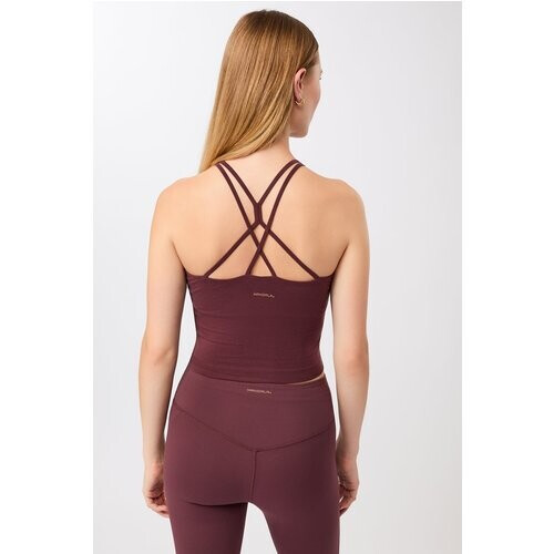 MANDALA dames vegan Sporttop Cross Robijnrood Tweedehands