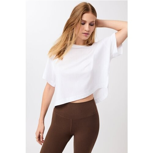 MANDALA dames vegan T-Shirt Boxy Tee Wit Tweedehands
