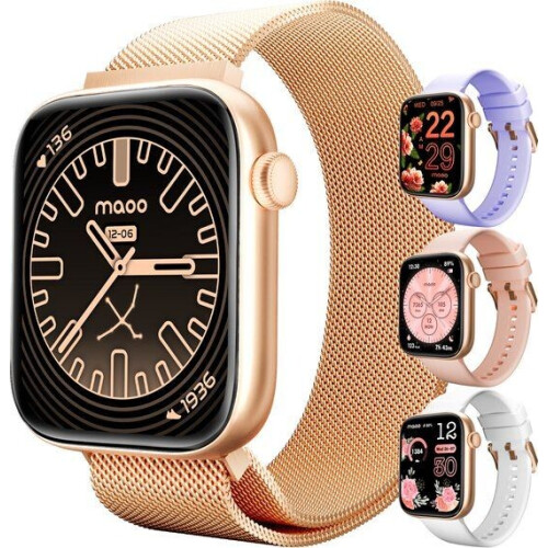 Maoo ProWatch AMOLED Smartwatch– Dames&Heren– Milanese&Siliconen Bandjes– Stappenteller – Ros Tweedehands