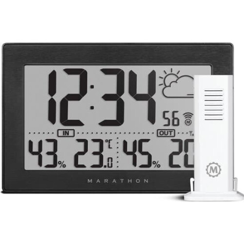 Marathon Geneva - Wandklok - Grote cijfers - Binnen-en buitentemperatuur
