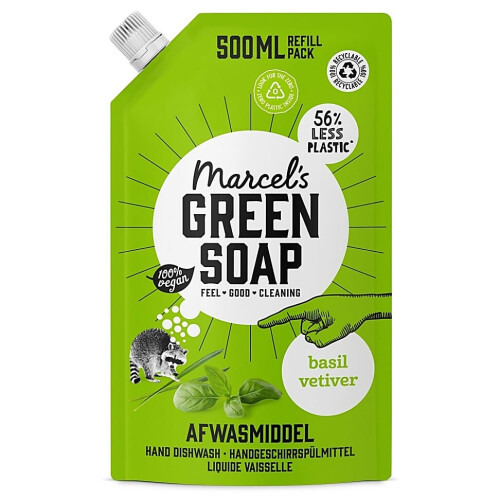 Marcel's Green Soap Afwasmiddel Basilicum & Vetiver gras Refill Tweedehands